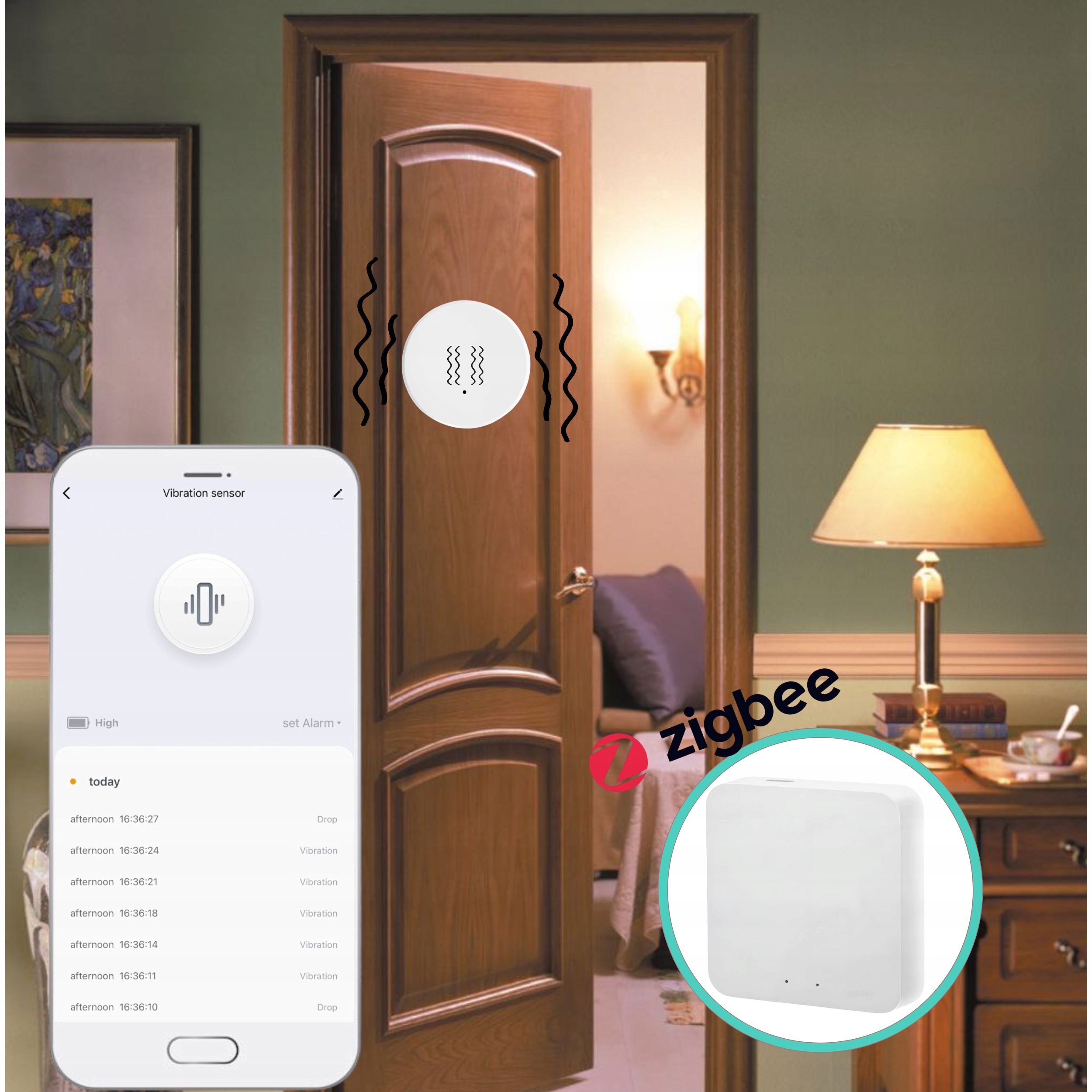 Czujnik wibracji Zigbee kompatybilny z Tuya Smart Life Vibration Sensor Rodzaj czujnika inny