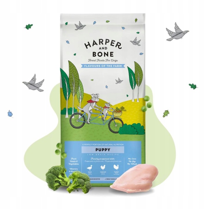Harper and Bone karma dla Szczeniąt Aż 56% Mięsa Indyk Kaczka Wątróbka 12kg