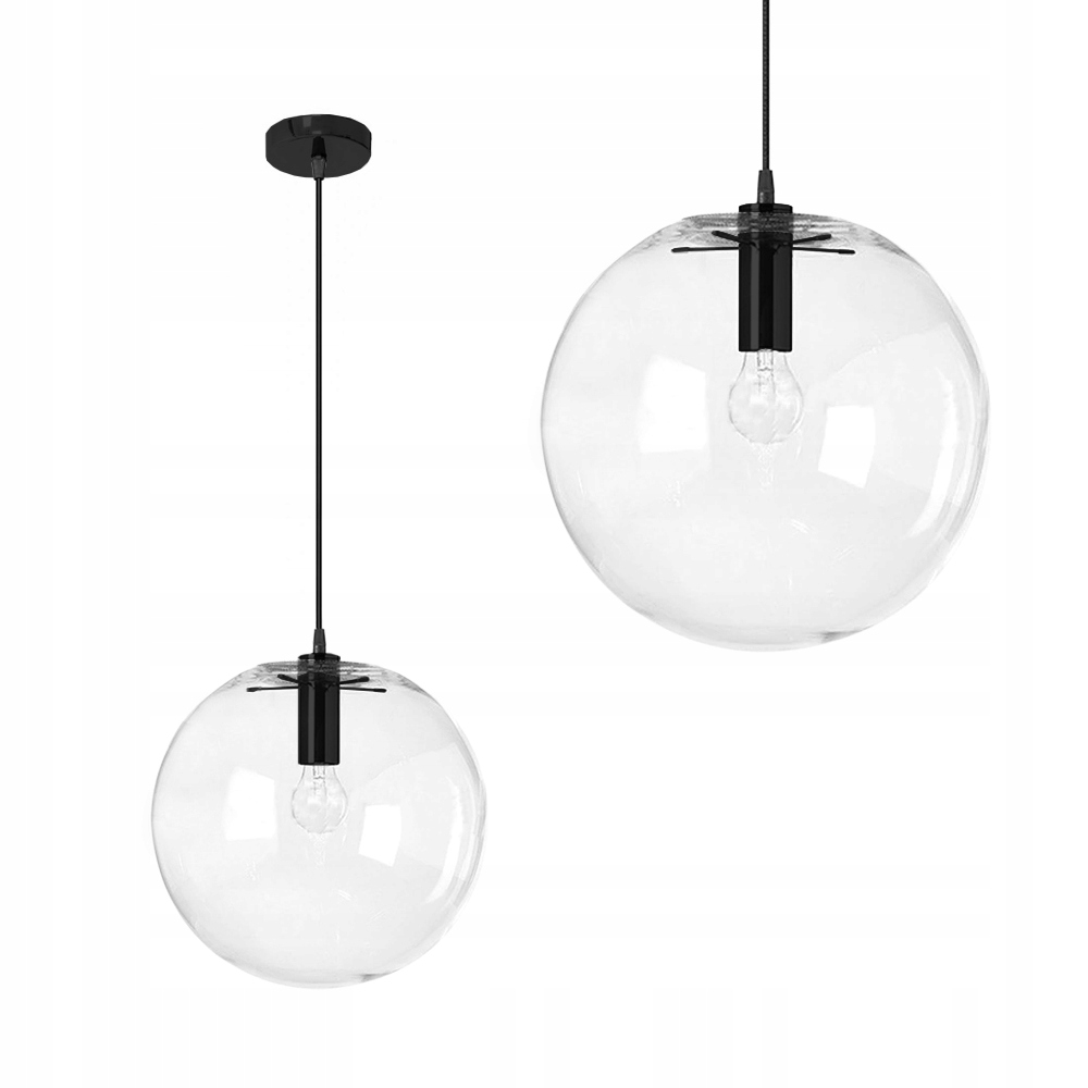 

Lampa Wisząca Szklana Kula Black Czarna Lassi 25CM