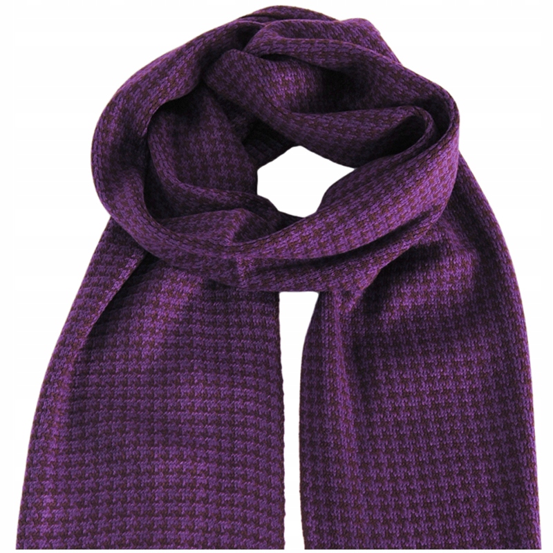 KURZA STOPKA Pepitka Szalik Zimowy FIOLETOWY af13 Kolekcja 2024-2025