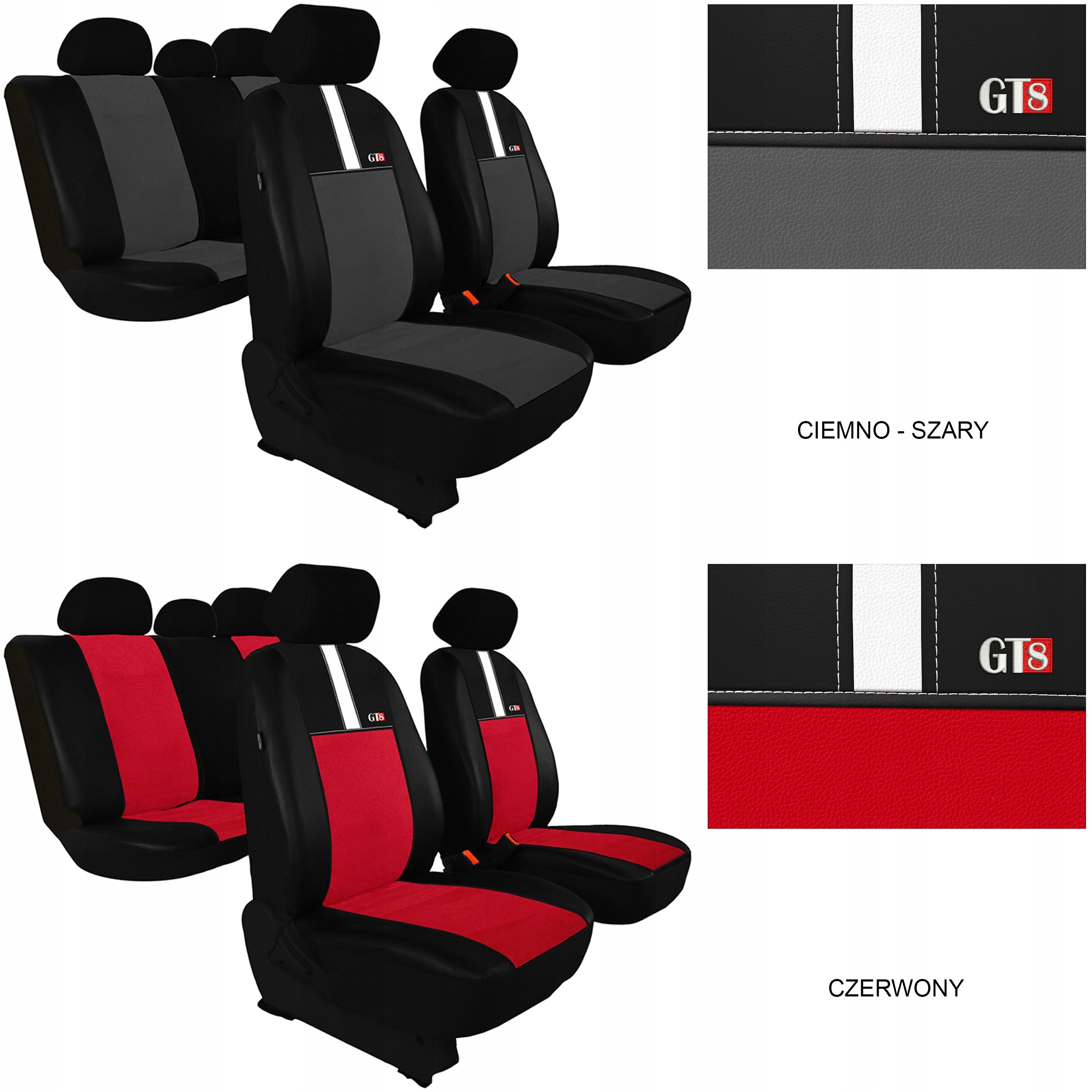 POKROWCE SKÓRA ALICANTE NA FOTELE VW GOLF 5 Model GT8