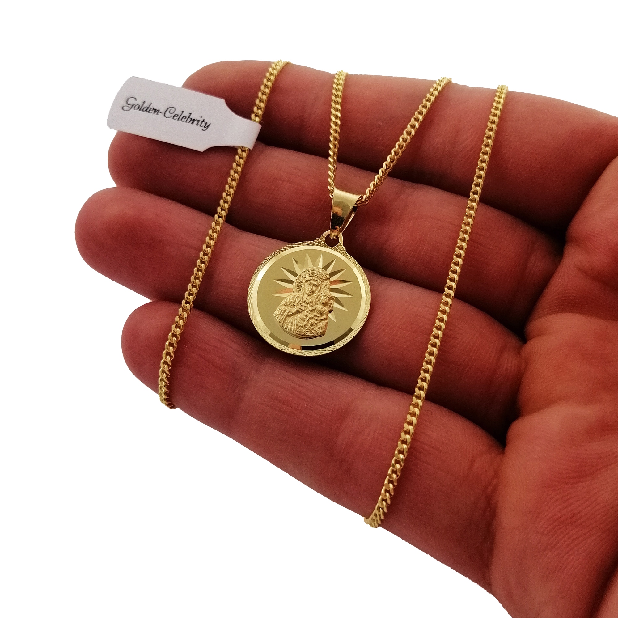 ZŁOTY ŁAŃCUSZEK PANCERKA MEDALIK 925 + GRAWER KOMUNIA CHRZEST BIERZMOWANIE Stan opakowania oryginalne