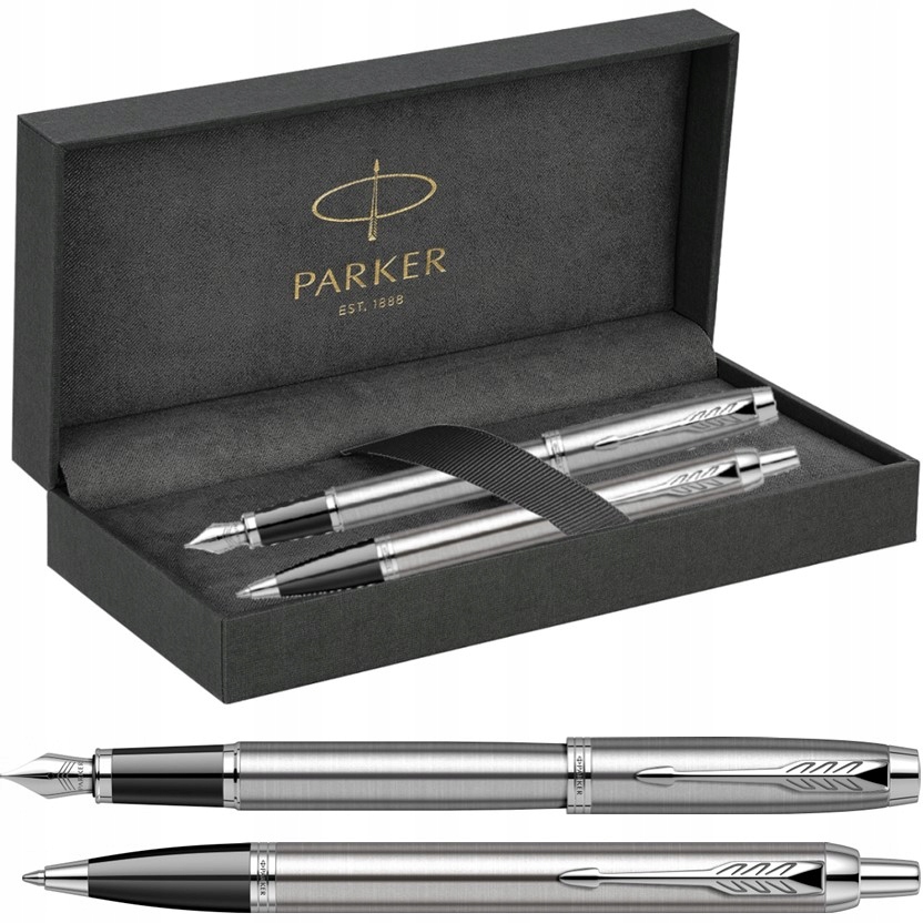 Zestaw Pióro Wieczne Długopis Parker IM Stalowy Grawer Nauczyciela
