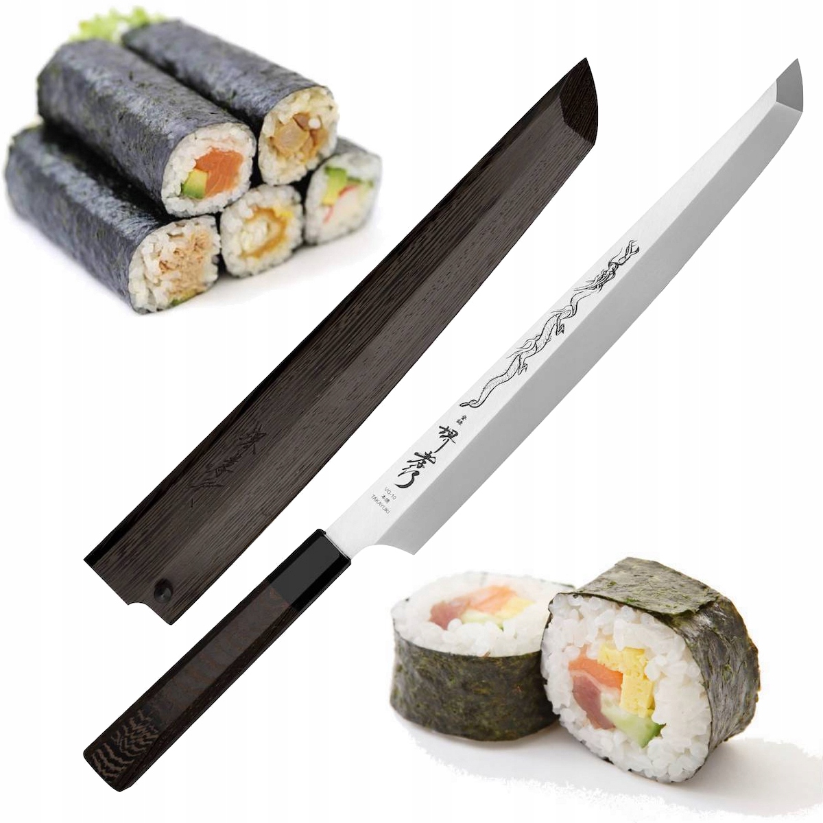 Sakai Takayuki Shoryu Honyaki VG-10 Japonský nôž Sakimaru na sushi 30 cm