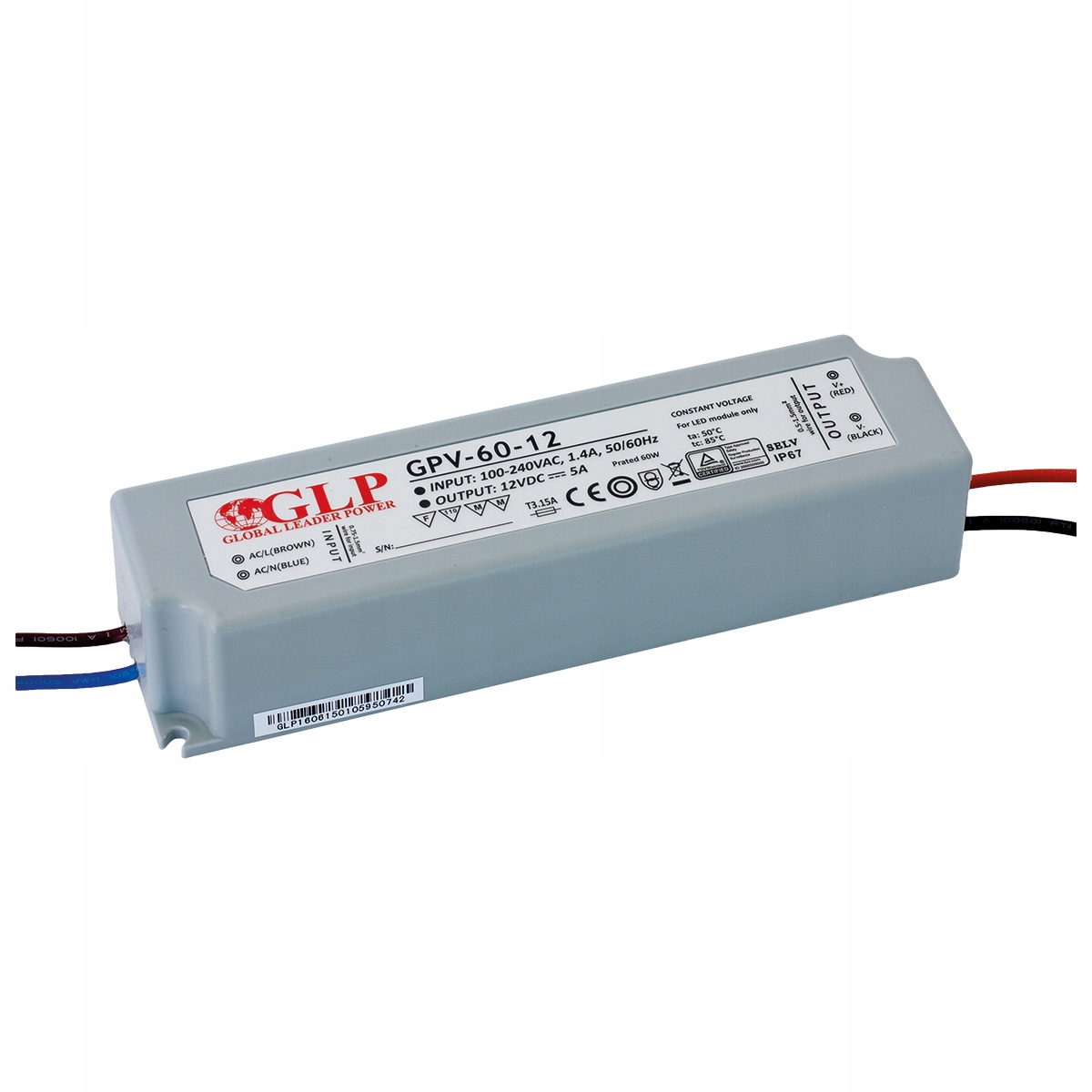 

Zasilacz Led GPV-60-12 hermetyczny IP67 12V 60W 5A