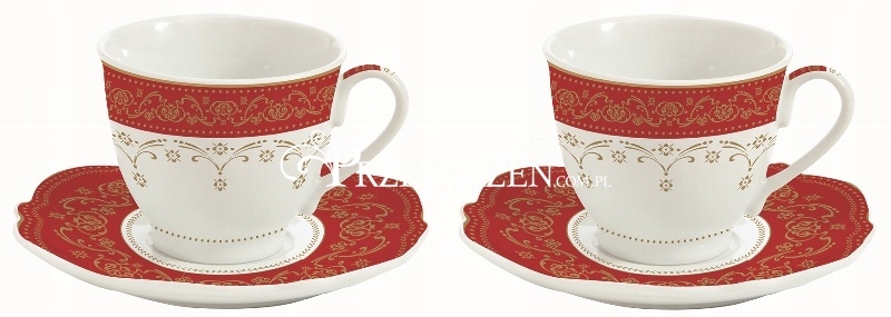 Filiżanki Do Kawy Espresso Spodki Zimowe Ornamenty Kpl. 2 szt