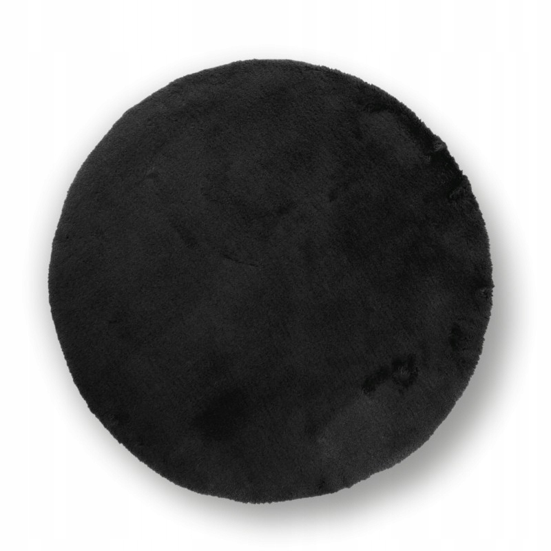 Kruhový rabbitový koberec 160 cm, plyšová čierna králičia kožušina