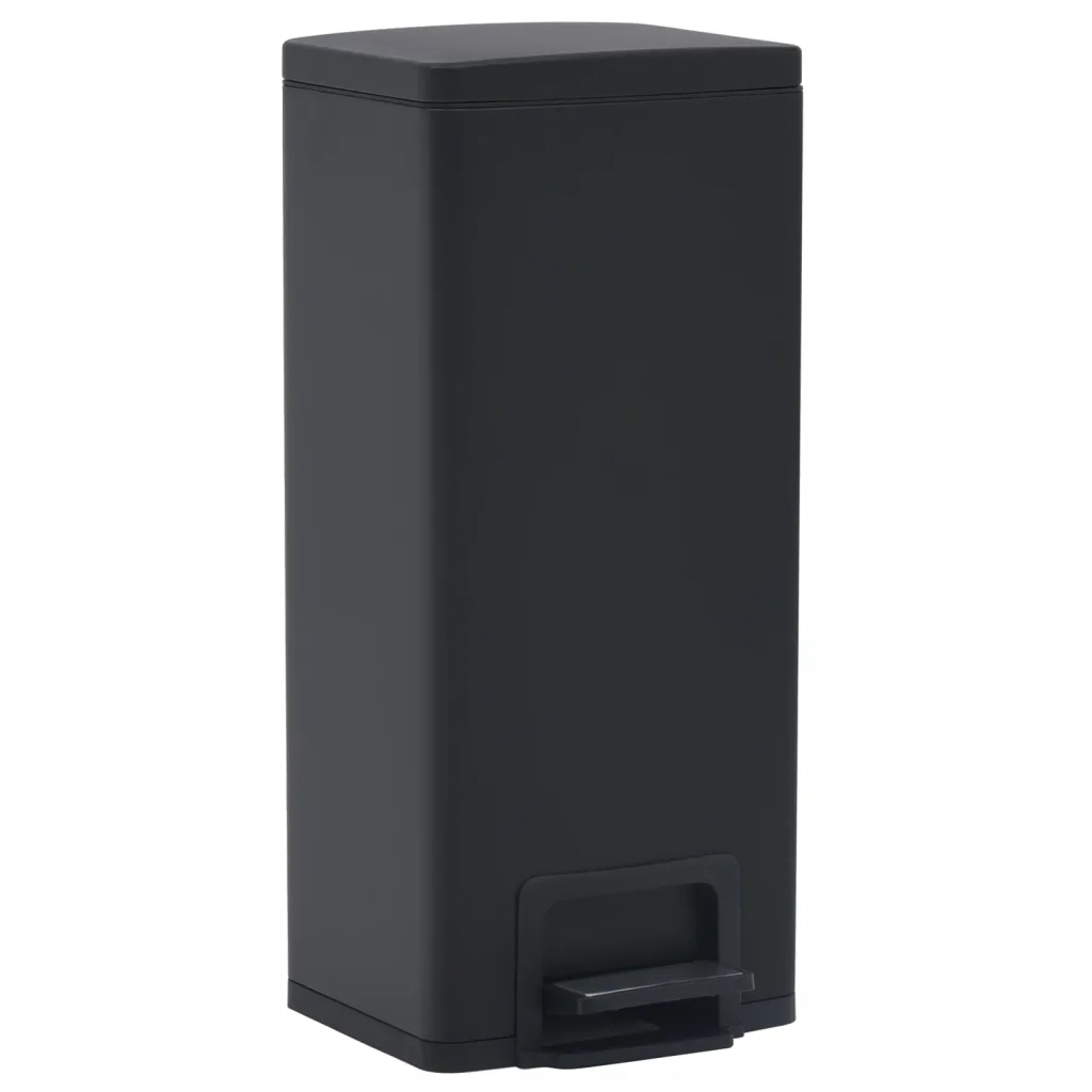 Odpadkový koš s pedálem, nerezová ocel , černá, 31x31,5x71 cm, 30 l