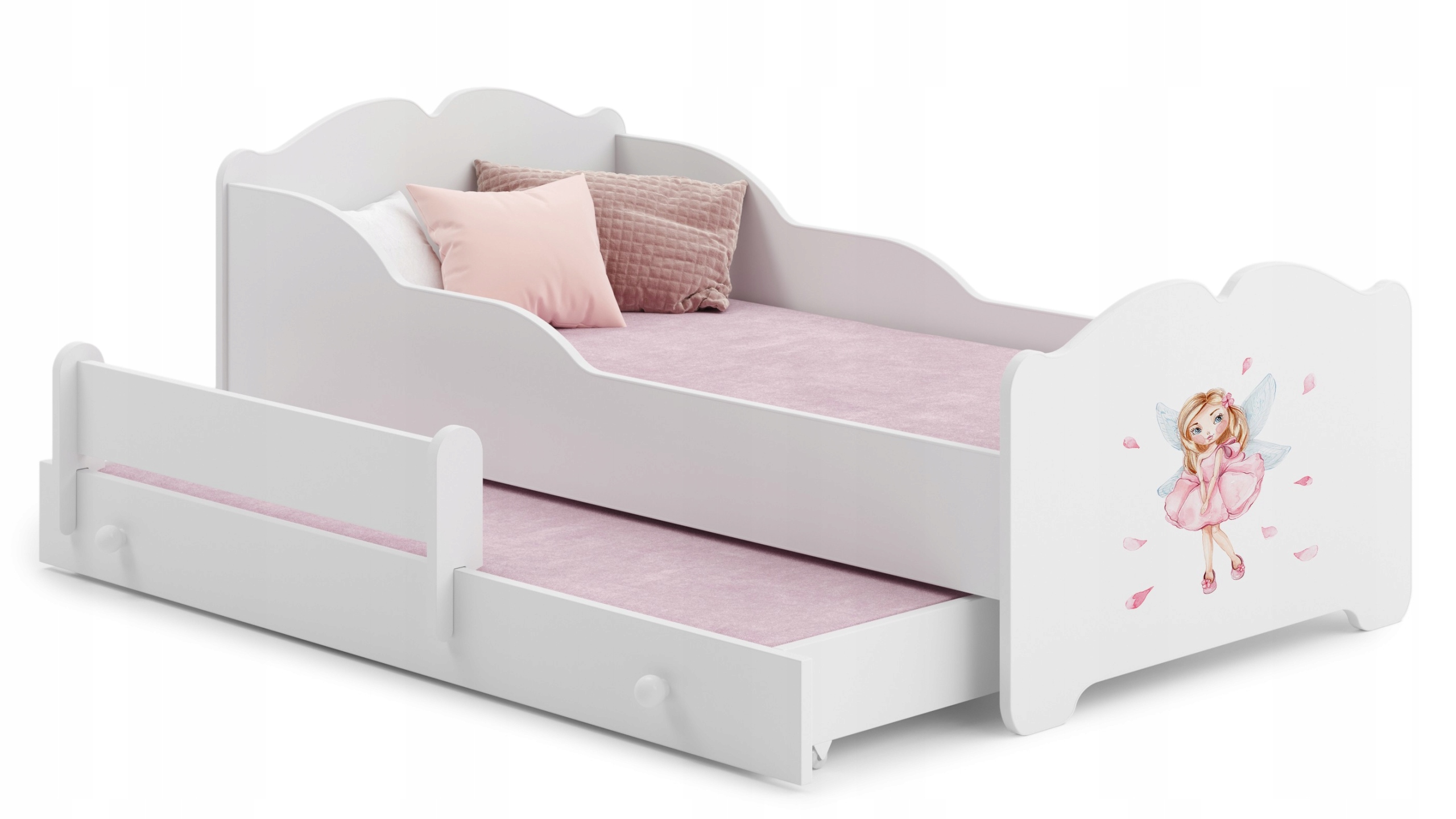 Dětská postel Anna II bílá dvojitá víla 160x80 zábrana matrace