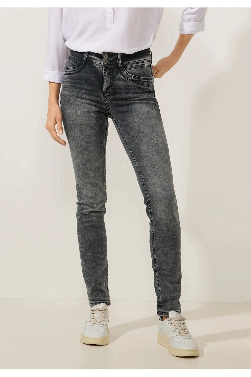 Street One Dámské Tmavě Šedé Skinny Džíny S Vysokým Pasem 34/32 7FA