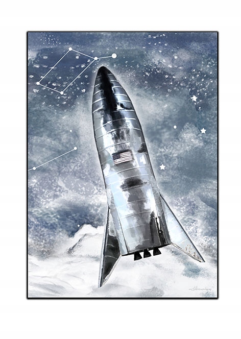 

Plakat autorski rakieta kosmonauta kosmos a3