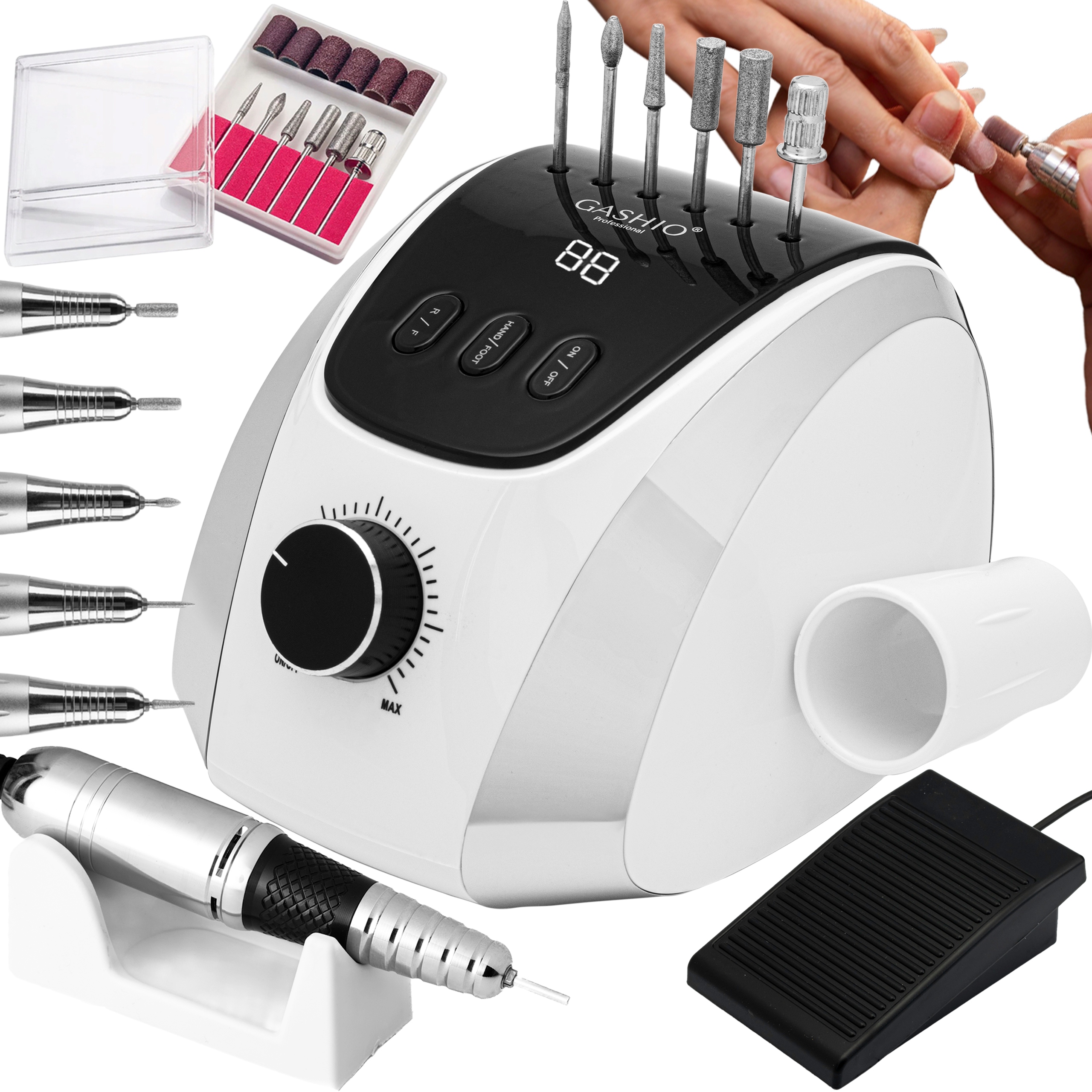 Frezarka Do Paznokci Profesjonalna Manicure Pedicure 65W Zestaw Frezów