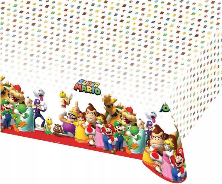 OBRUS PLASTIKOWY URODZINOWY MARIO BROS 180x120 cm