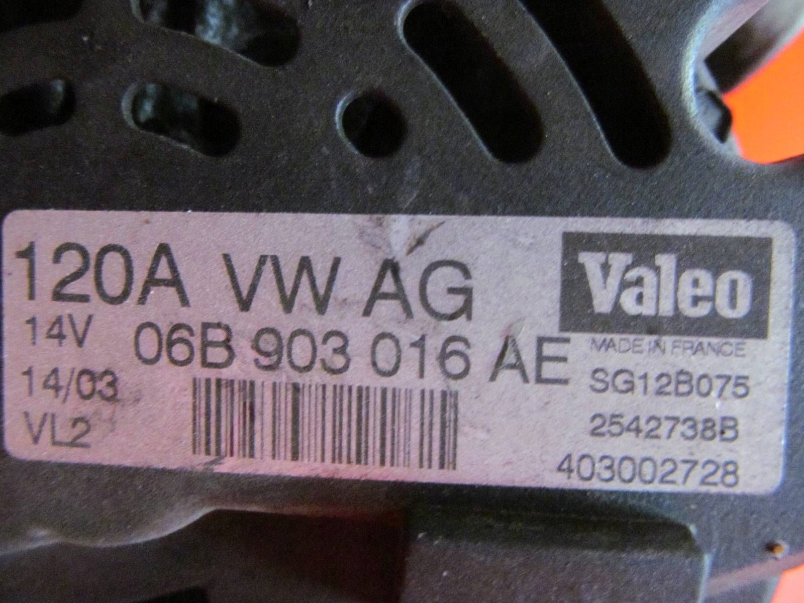 AUDI A4 B6 8E2 B7 2.0 FSI AWA ALTERNATOR 06B903016AE