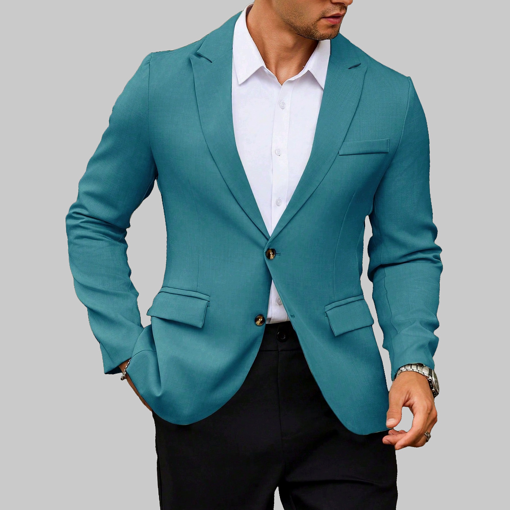 Sako Klasická Jednořadá Zelená Elegantní Návštěvnická Shein L