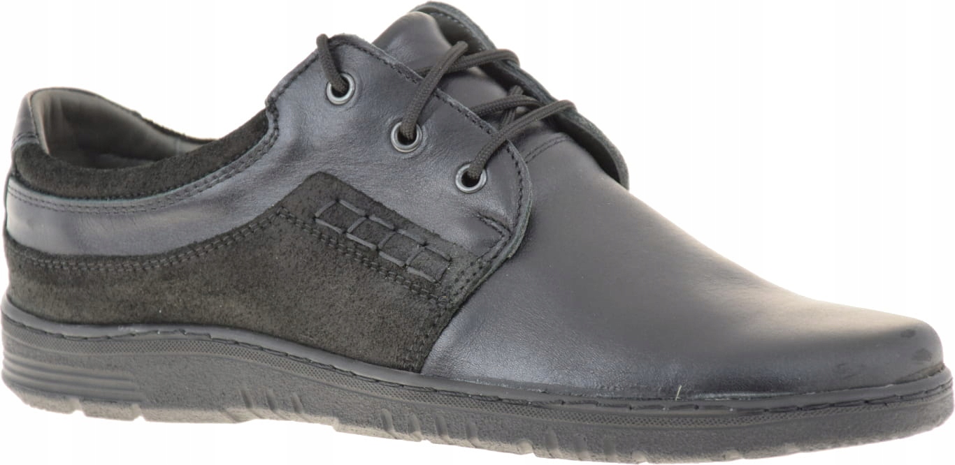 Pánské Kožené Polobotky Černé Se Šněrováním Deta 7117 Elegance Komfort VEL.45