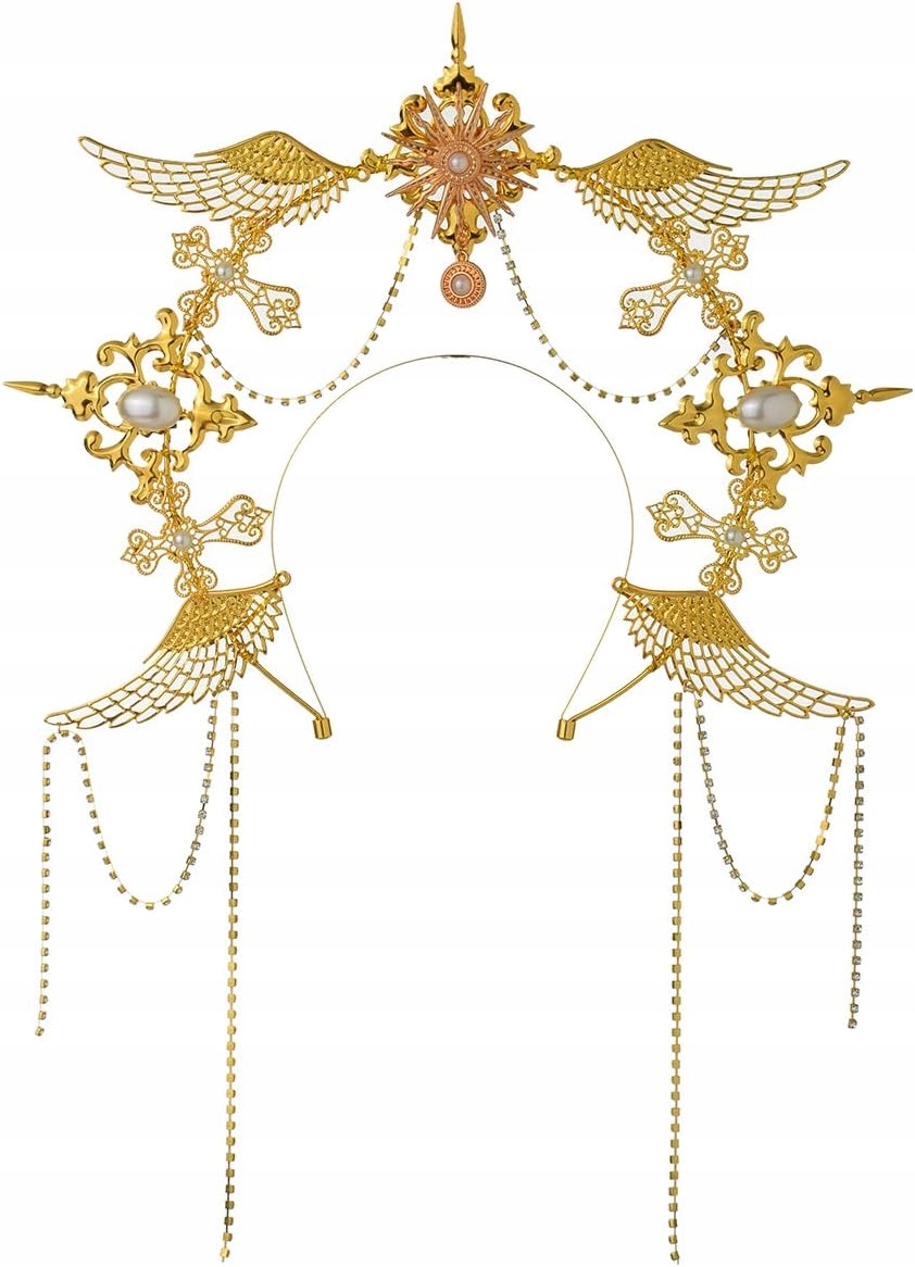Aureola Čelenka Zlatá Tiára Koruna Na Hlavu Kostým Cosplay Kovová Halo