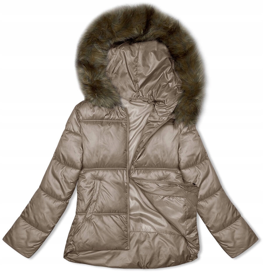 Zimní Bunda Kapuce B8190 Béžová XXL (44)