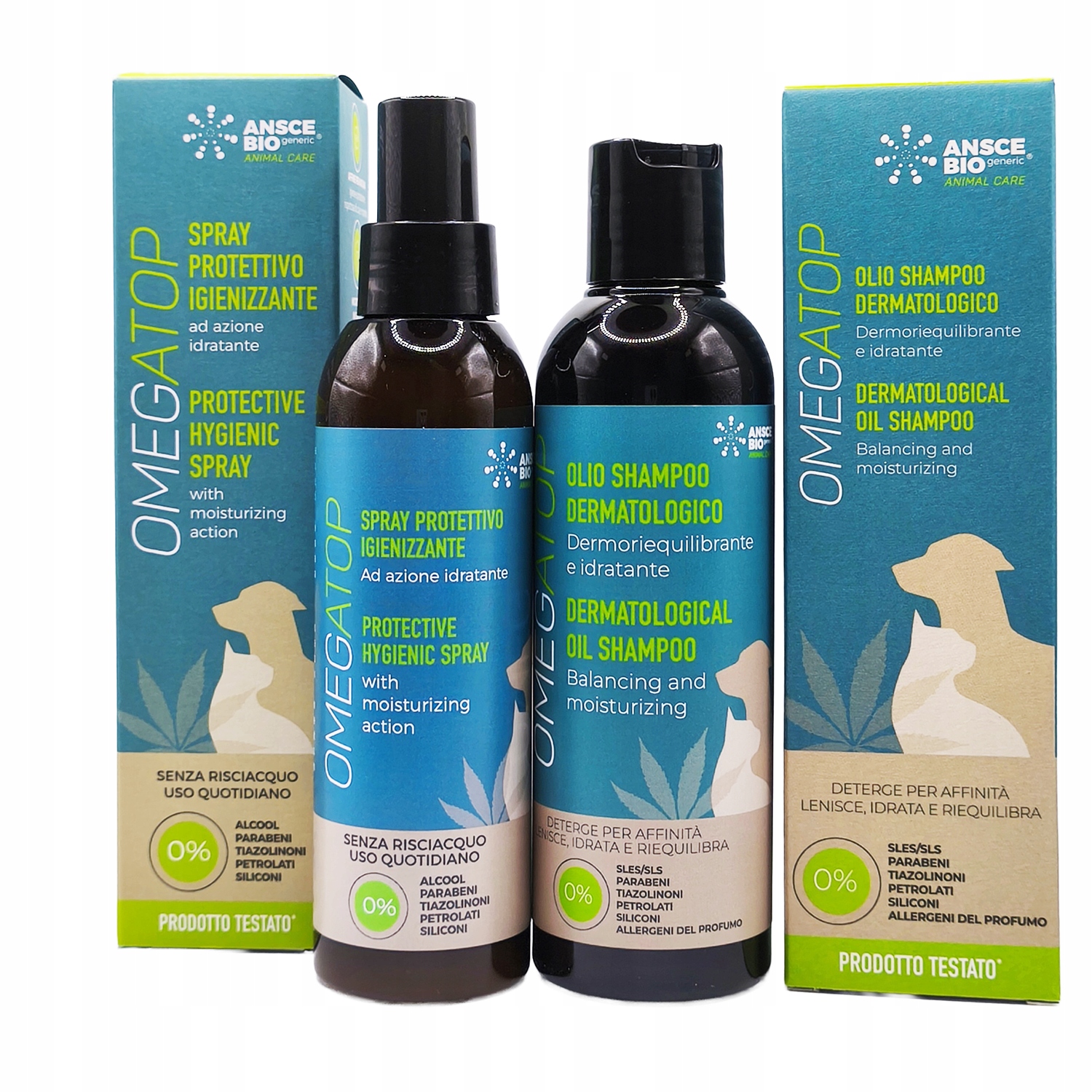 Levně Sada pro péči o srst a kůži pro kočky a psů: sprej šampon