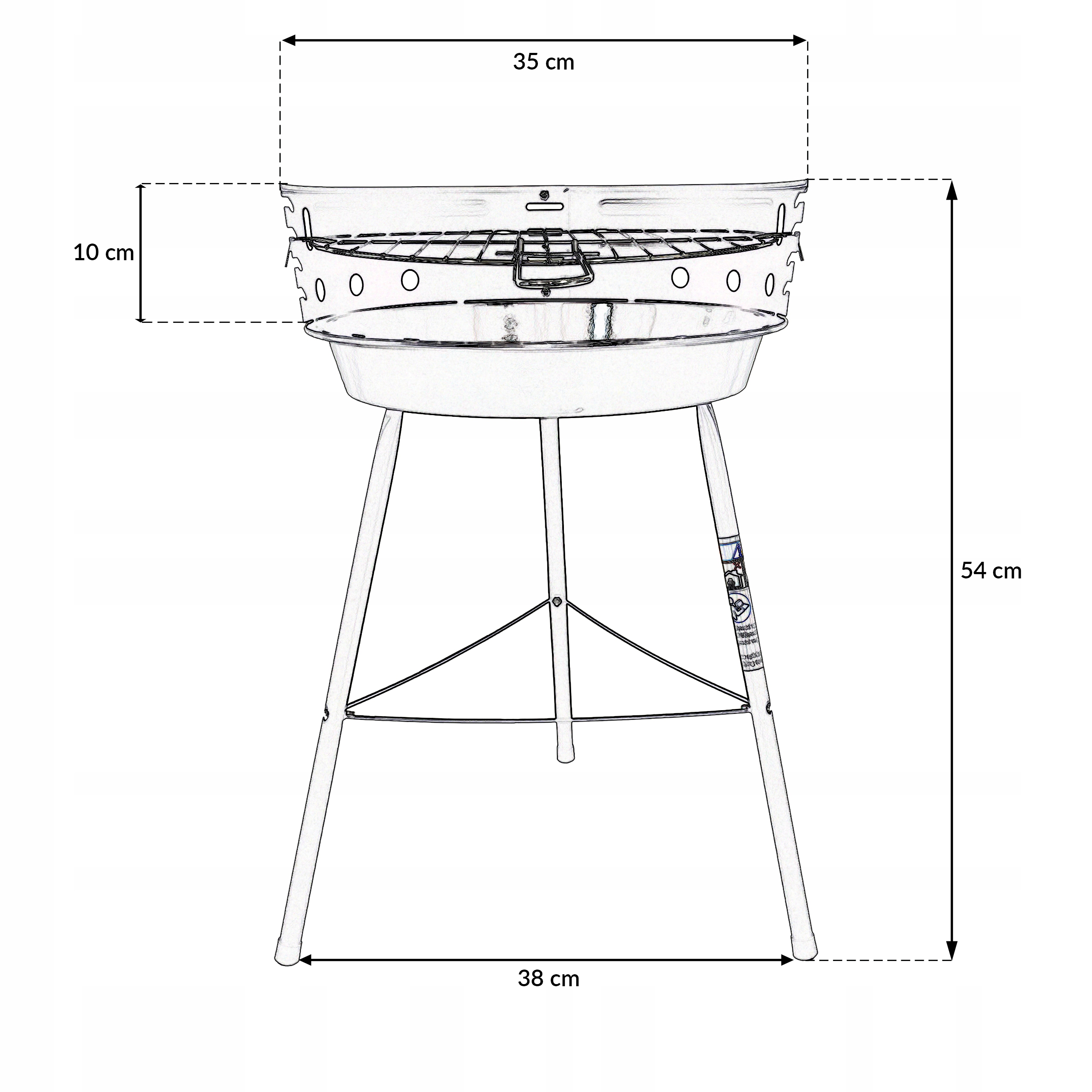 ZESTAW GRILL WĘGLOWY OKRĄGŁY TURYSTYCZNY RUSZT + 4x MATA TEFLONOWA BBQ 1007 Materiał stal