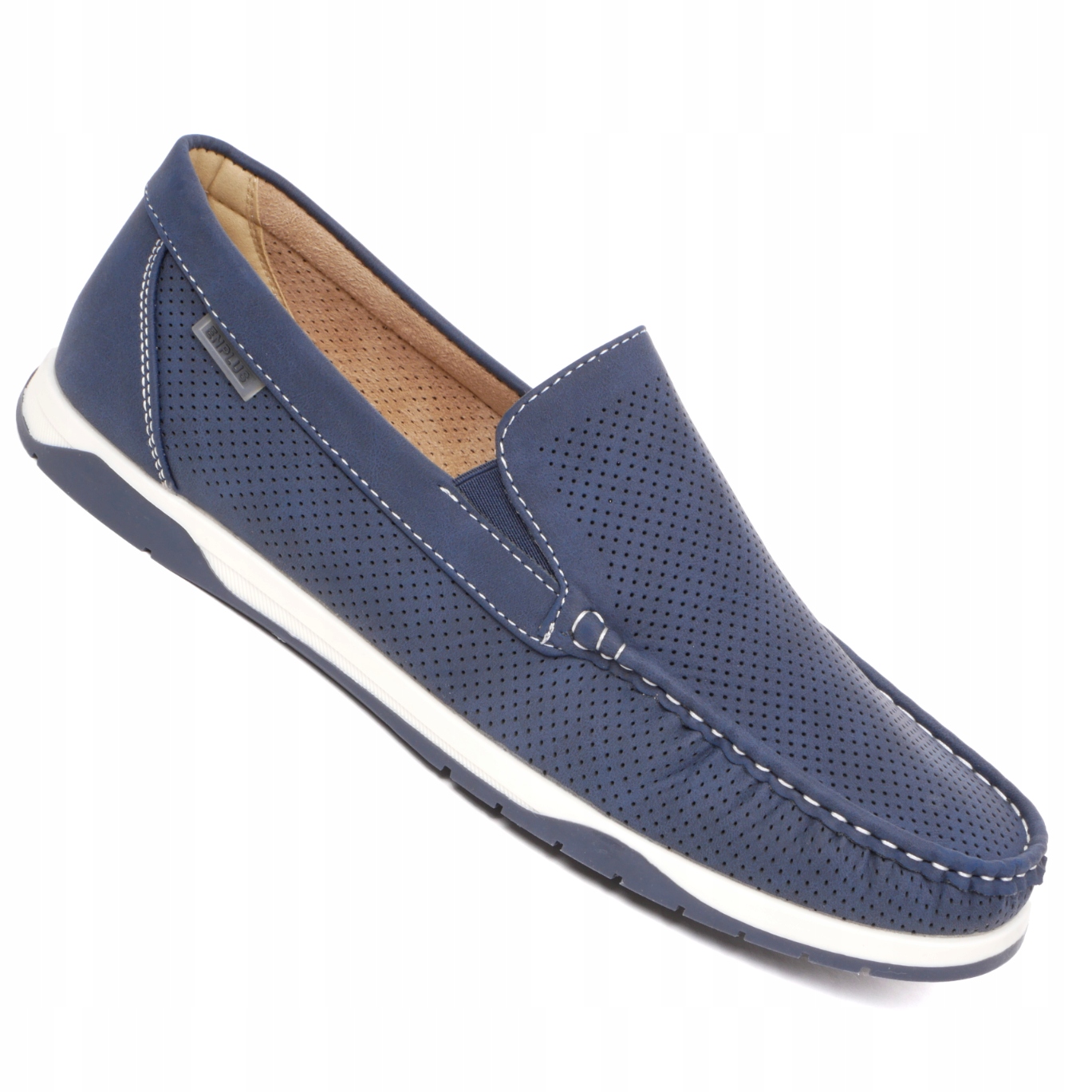 Mokasyny Męskie Półbuty Wsuwane Buty Ażurowe na Wiosnę Lato wkł. Skóra 43