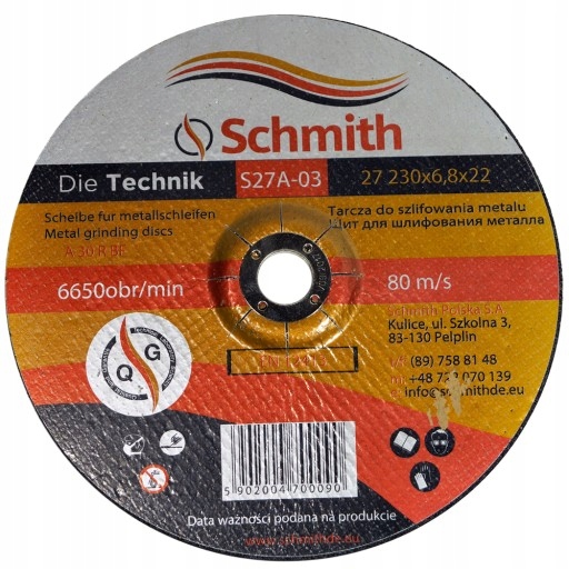 

Schmith Tarcza Do Szlifowania 230x6,8 Niemiecka