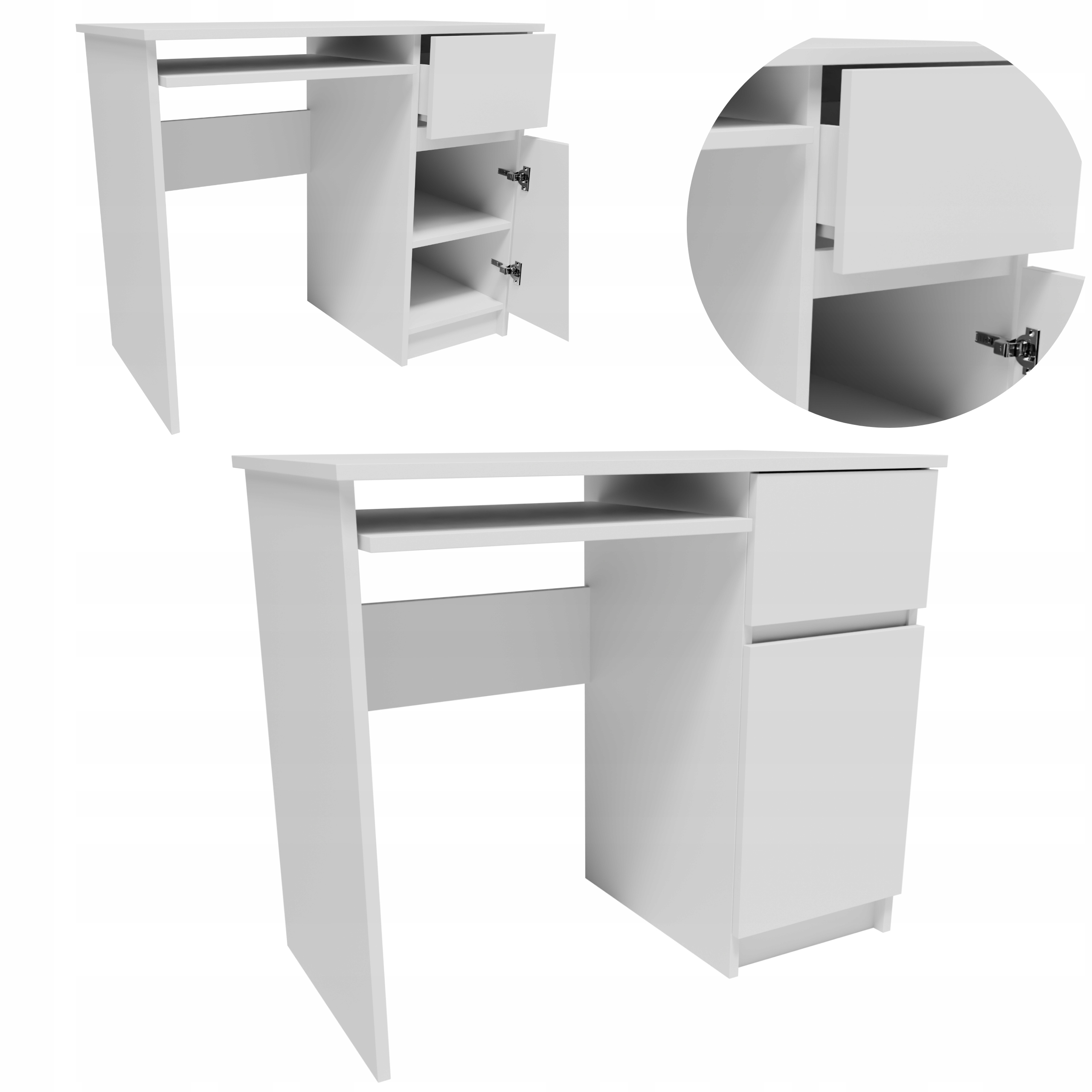 Psací stůl Pikprabia bílý pravý funkční počítačová police skříňka šuplík