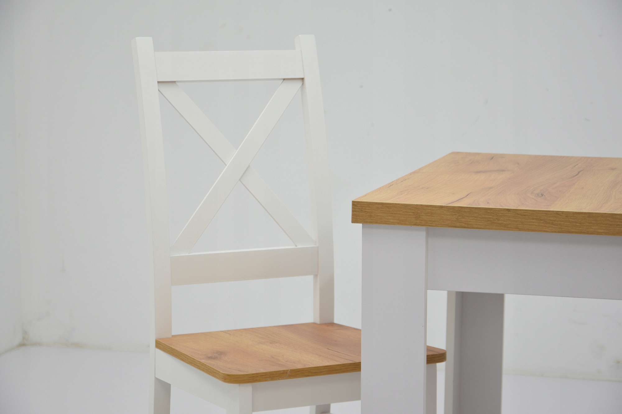 4x krzesło Krzyżak i stół 80x120/160 DĄB CRAFT Grubość blatu 3.2 cm