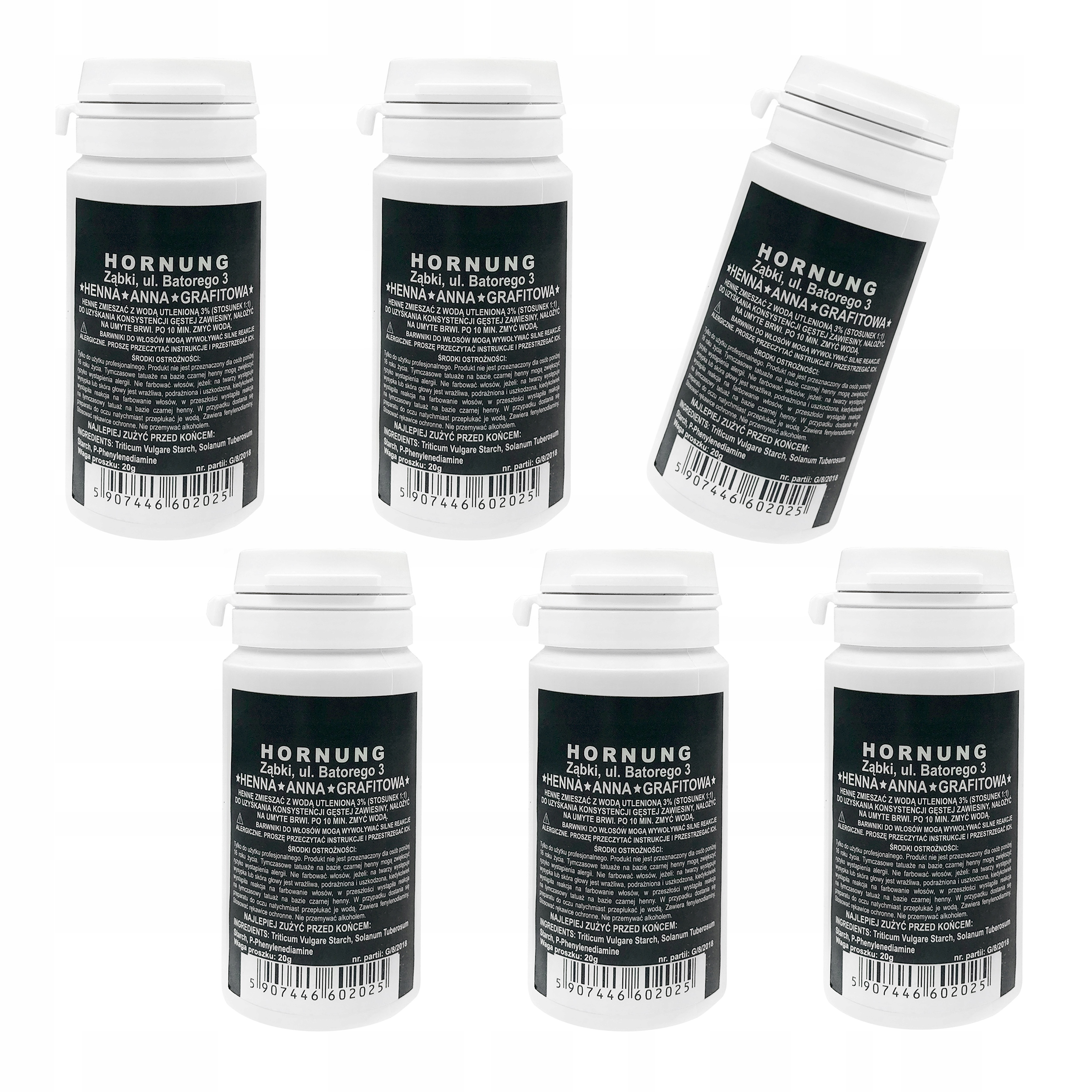 Grafitová prášková henna Anna Hornung na obočí v prášku Grafit šedá 6x20 g