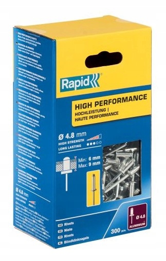 Nity aluminiowe wzmocnione Rapid 4,8x12mm 300szt. (5001436) Rapid