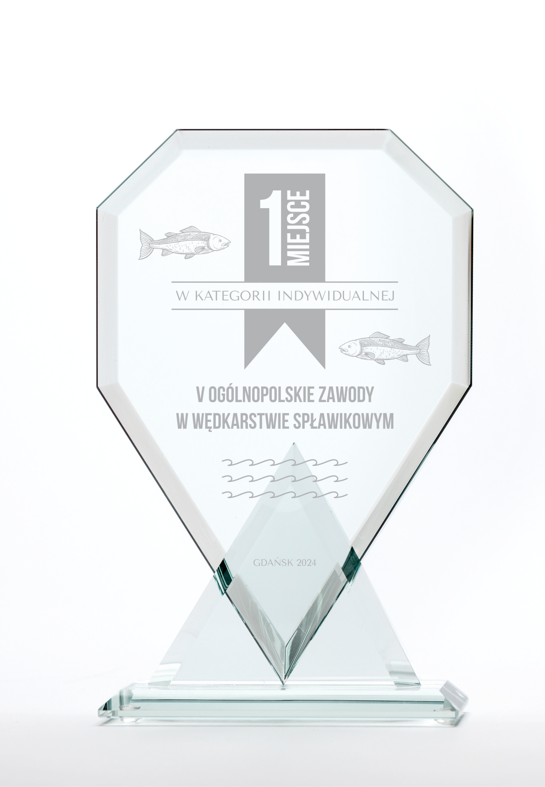 Skleněná soška s gravírováním 21,5 cm
