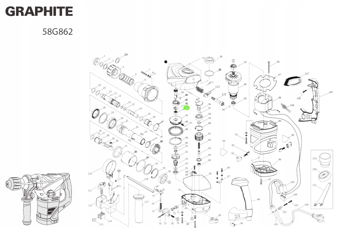 ŁOŻYSKO IGIEŁKOWE DO GRAPHITE 58G862 58G858 58G865 58G860 IC1500EH 58G794 Marka Graphite