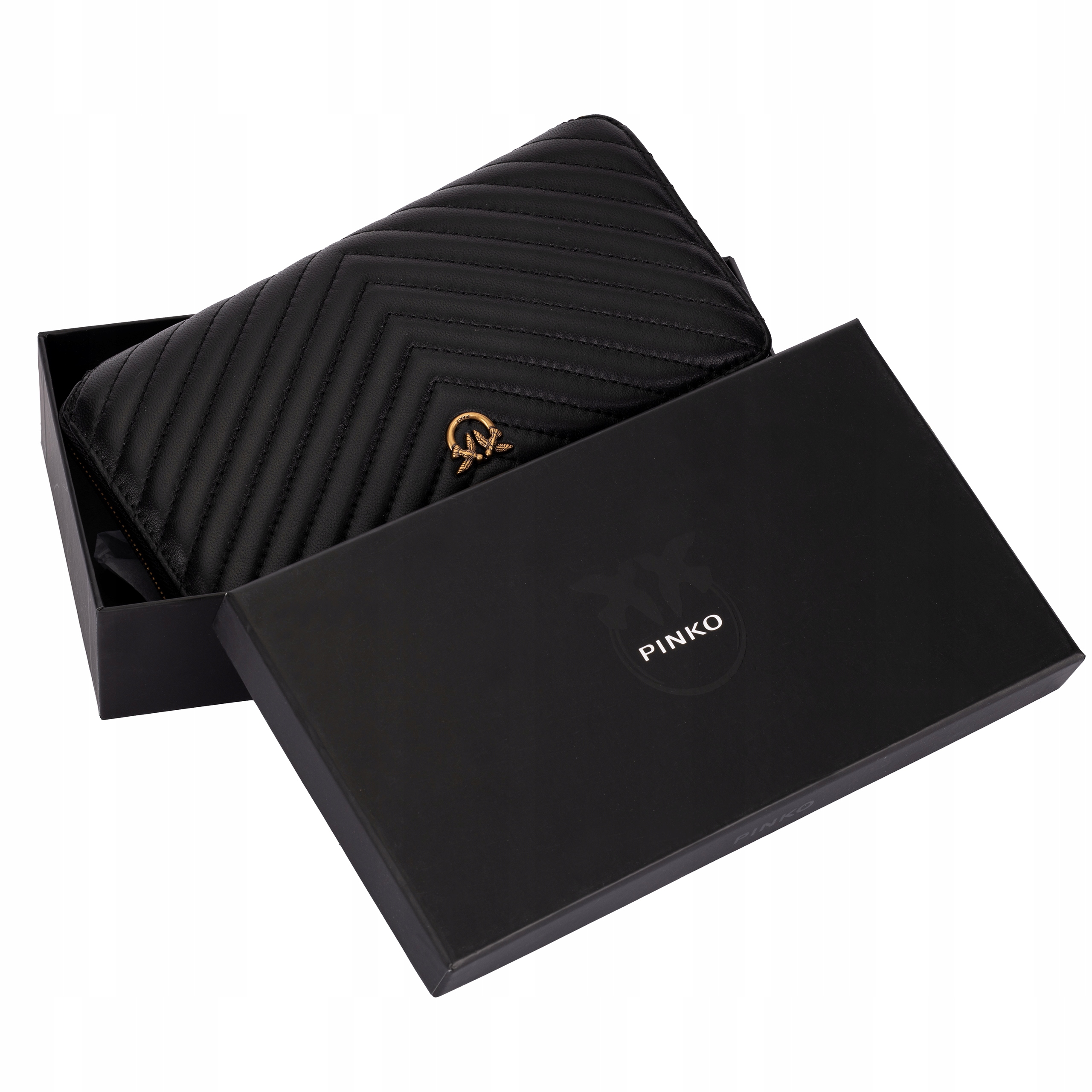 Pinko dámská kožená peněženka Italy Pikovaná Černá v krabičce