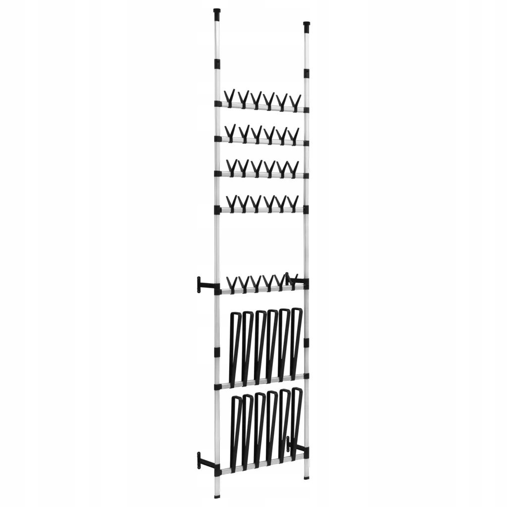 Teleskopický stojan na boty stříbrno-černý 65 x 28 x 250-300 cm