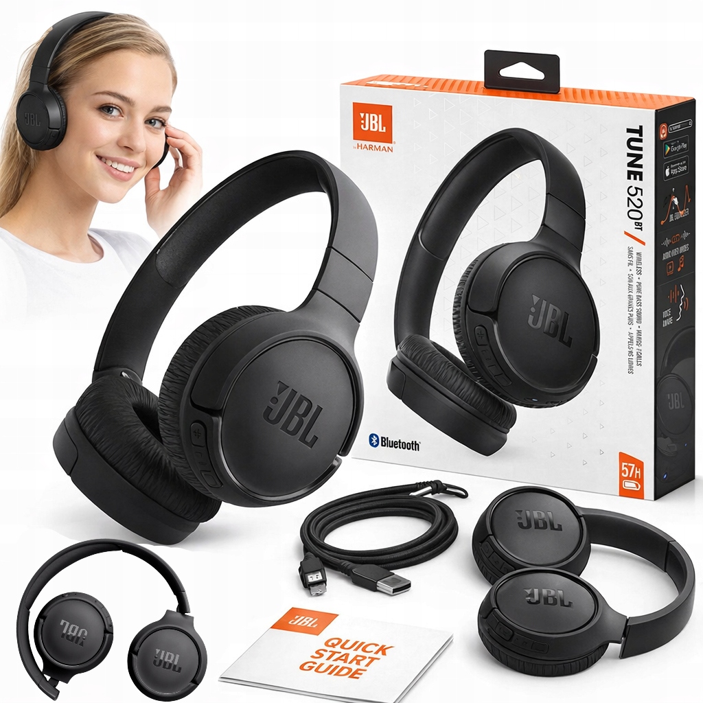 Sluchátka Jbl Výkonná Bezdrátová Bluetooth Černá 520BT Pure Bass
