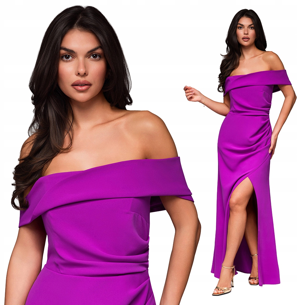 Fialová Šaty LaRica LA-OM-DLR232 elegantní velikost S