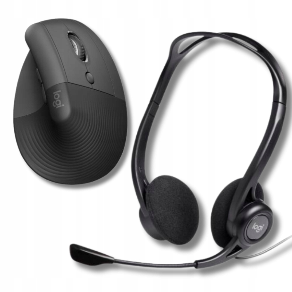 Kancelářská sada Ergonomická bezdrátová myš Logitech Sluchátka a mikrofon
