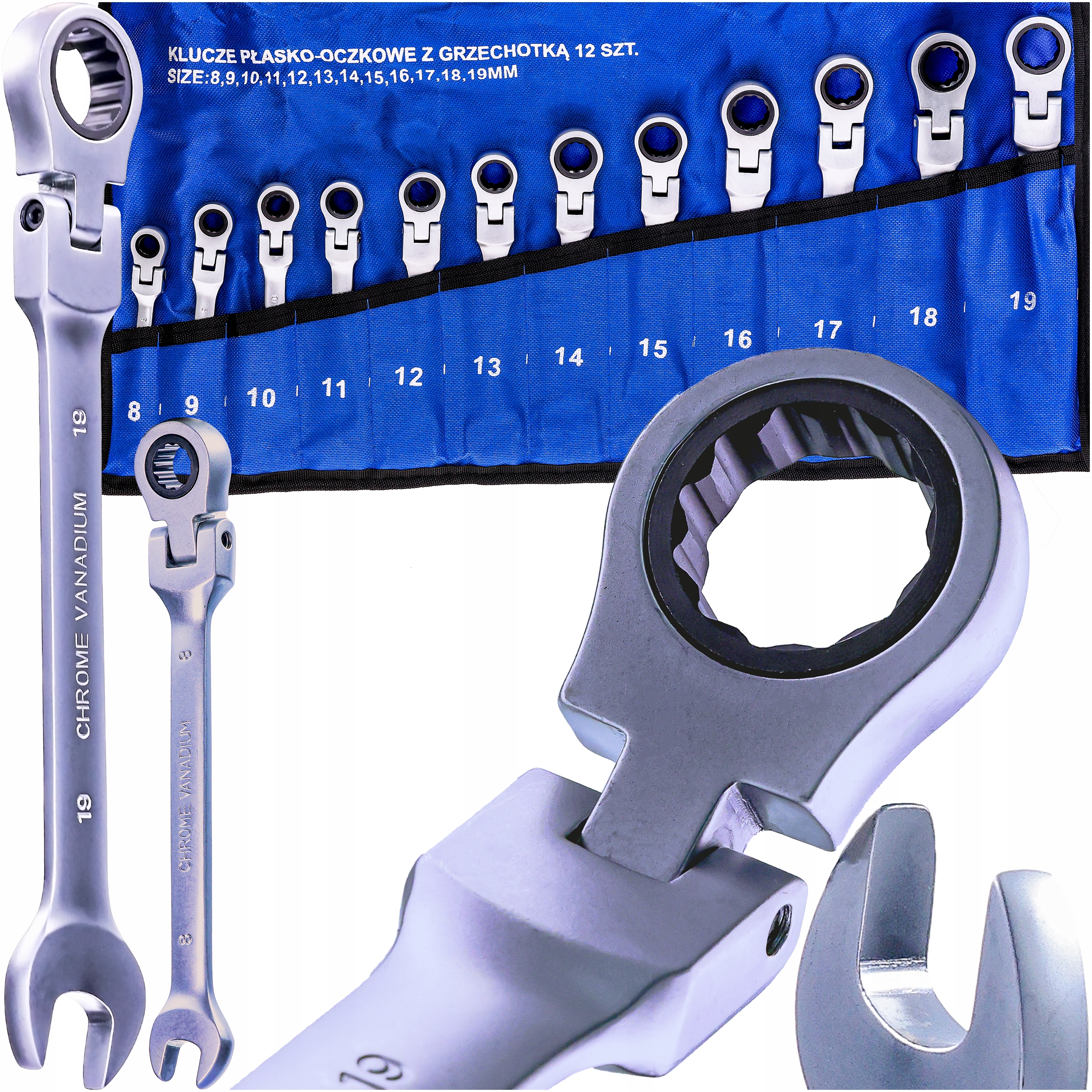 Klucze Płasko Oczkowe 12 17 19 Z Grzechotką Łamane Klucze Płaskie Oczkowe