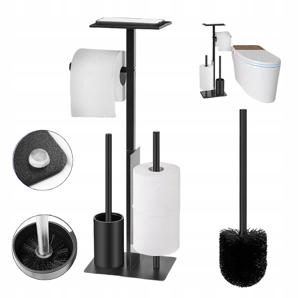 Wc Kartáč Stojan Na Papír Na Toaletu Držák Kovový 65 cm Černý