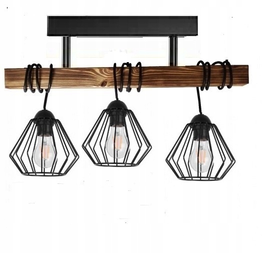 Lampa luster drevo 3xE27 Loft Čierny drôtik