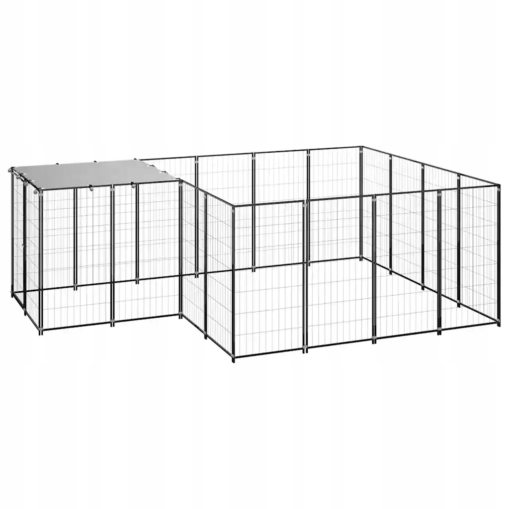 Levně Psí kotec černý 6,05 m² ocel