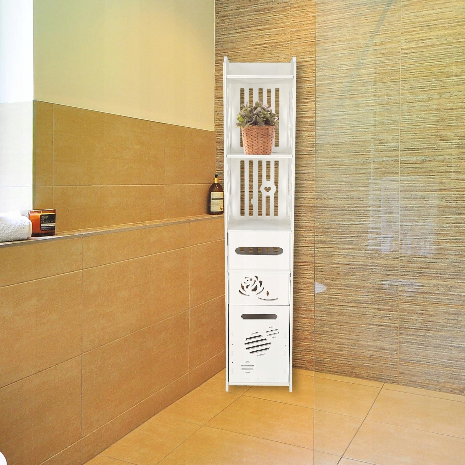 PÓŁKA łazienkowa STOJĄCA REGAŁ SŁUPEK ROMA Drzwi brak