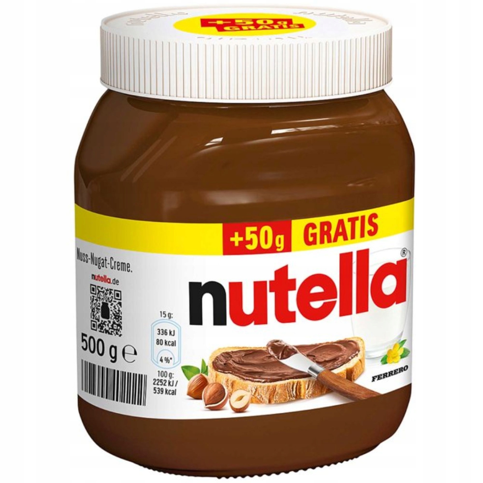 Ferrero Nutella Ořechovo-čokoládový krém 500g (450g 50g Gratis) Německo
