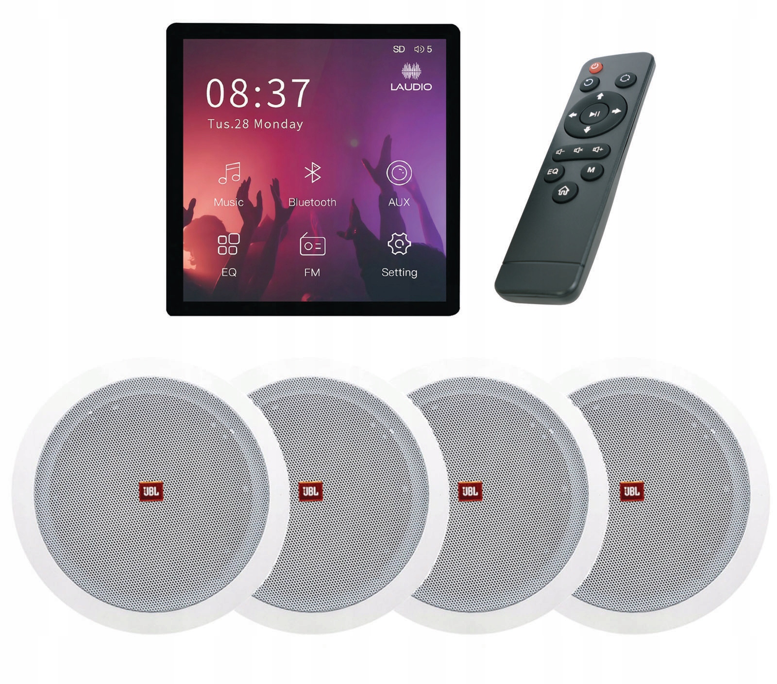 Podomítkové Rádio Laudio W20BT S Bluetooth Usb Sd Reproduktory Jbl 4X 40 W