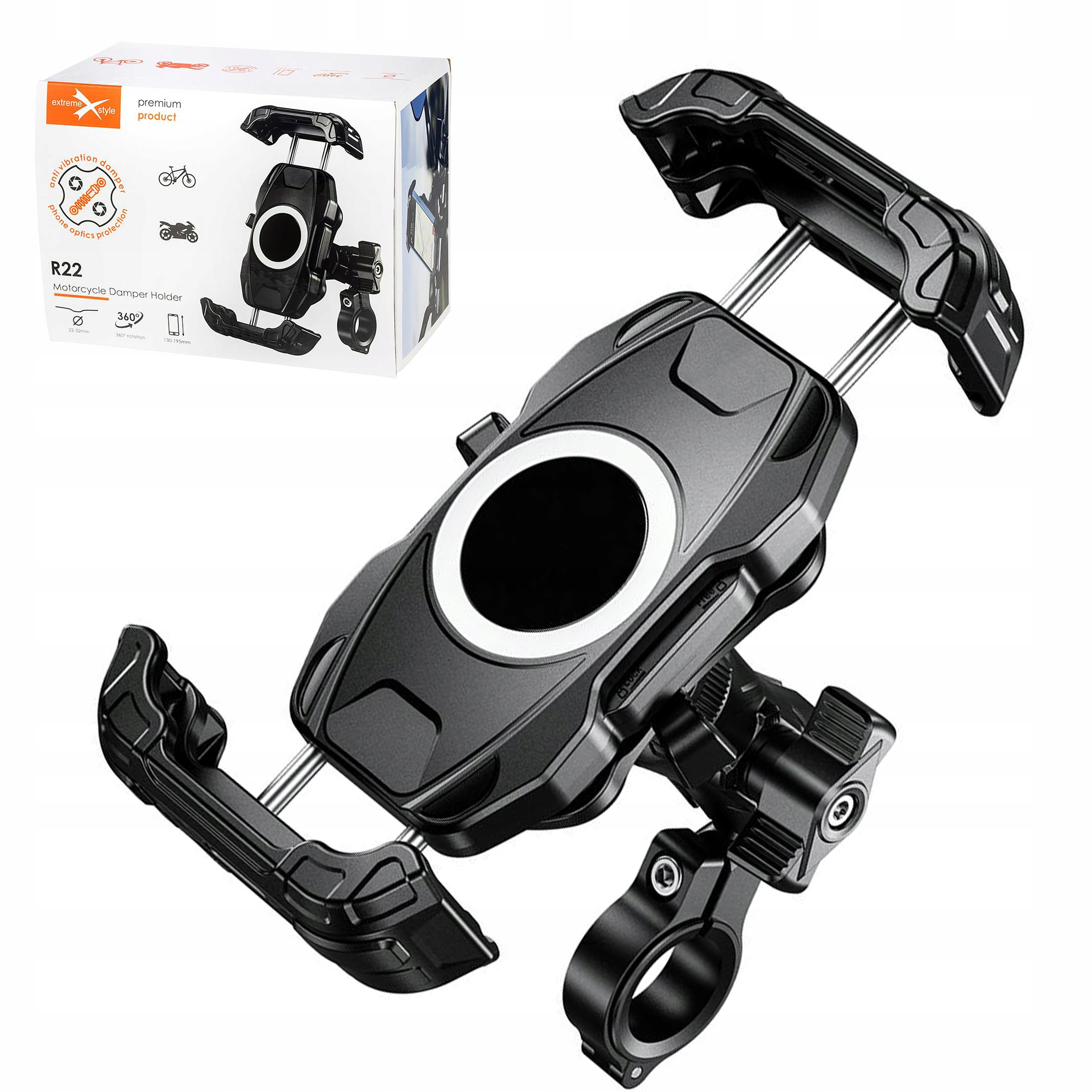 Uchwyt Chwytak motocyklowy na telefon z amortyzatorem drgań eXtreme R22