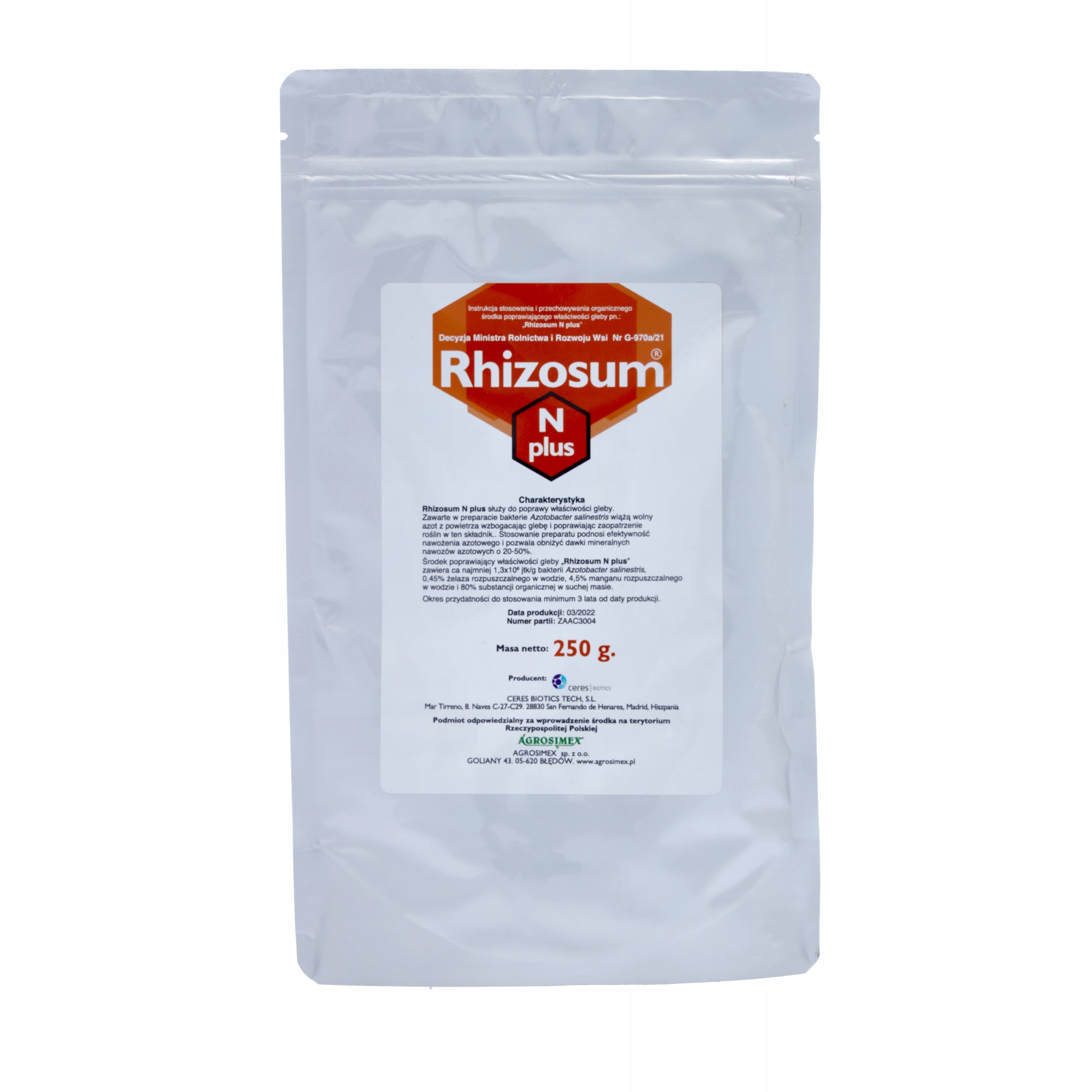 Rhizosum N Plus 250G obniża dawki nawozu azotowego Bakterie Azotowe