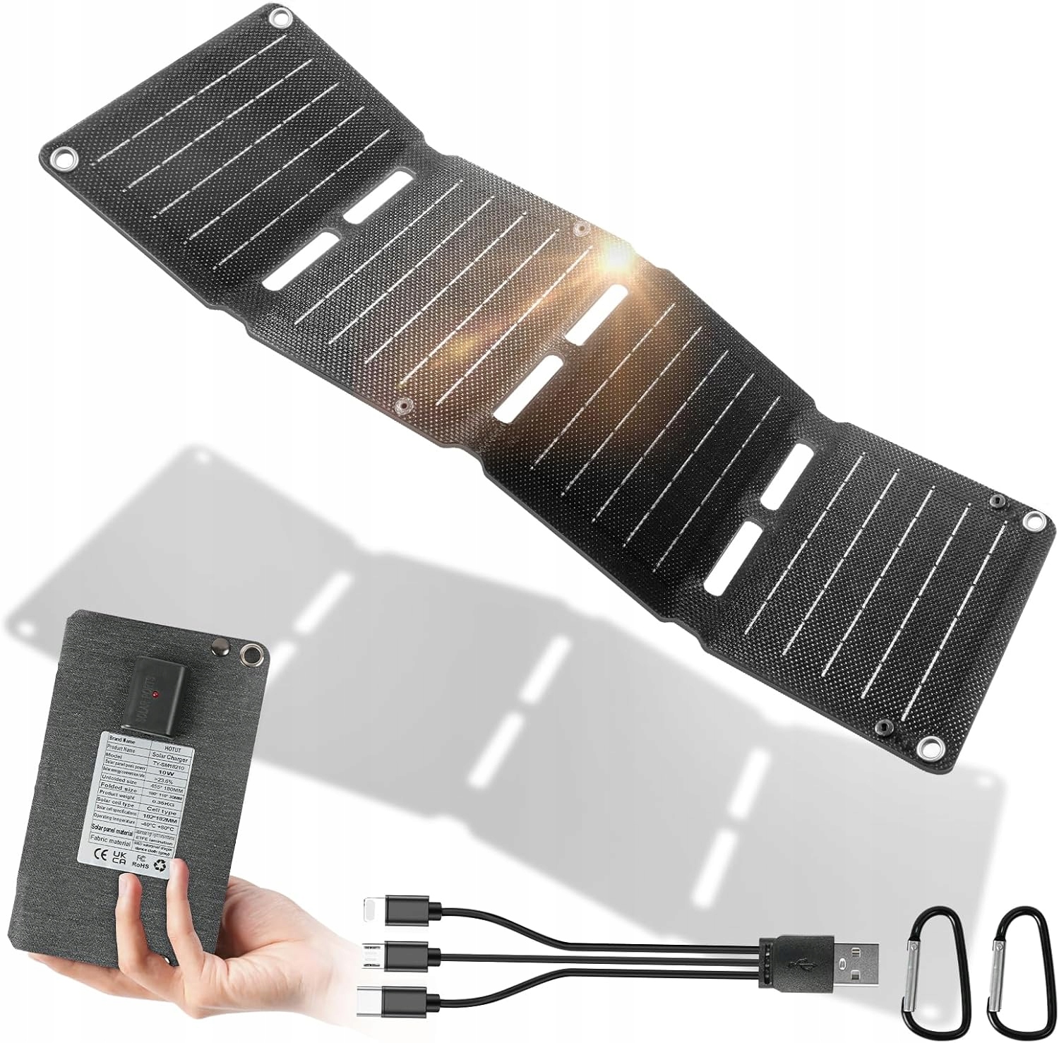 Skládací Solární Panel 10W Usb Voděodolný