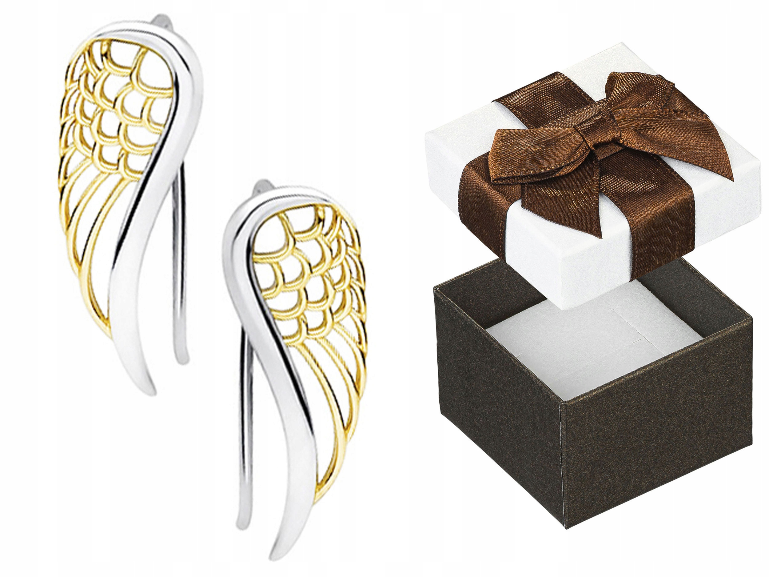 Stříbrné Náušnice Nausznice Křídla Pozlacené Dámské Rhodiované Puzetky