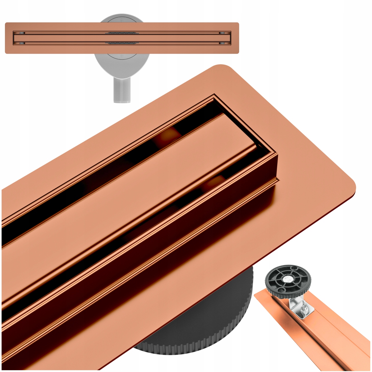 Aquauno 360 Lineárny Odtok Slim 100 cm Rotačný Vysoká Šírka Pásma Rose