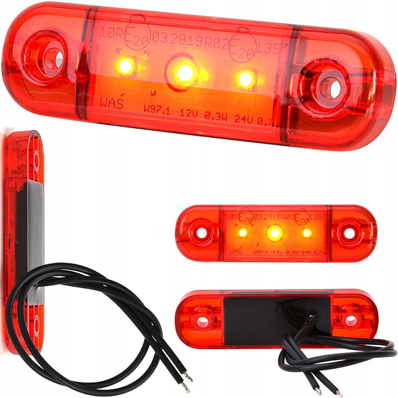 LAMPA OBRYSOWA TYLNA CZERWONA LED NACZEPA TIR WAŚ